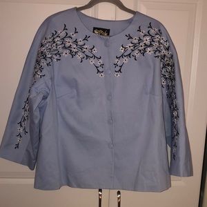 Bob Mackie Wearable Art Jacket Floral Embroidered Women’s XL‎